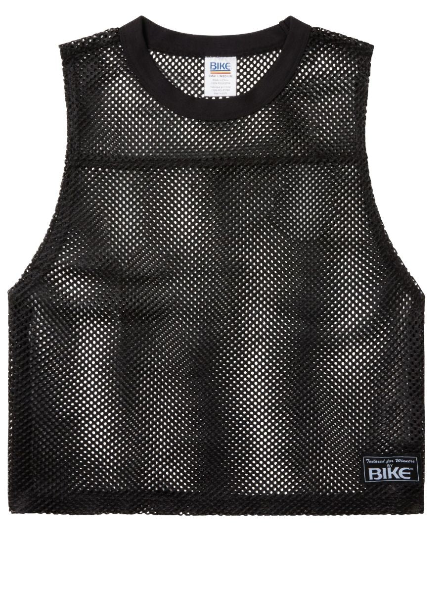 Black bike athletic bam135 sleeveless mesh practice jersey with ribbed crew neckline and branded label