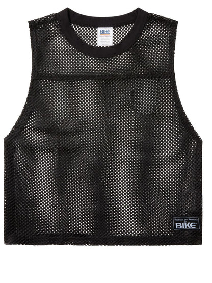 Black bike athletic bam135 sleeveless mesh practice jersey with ribbed crew neckline and branded label
