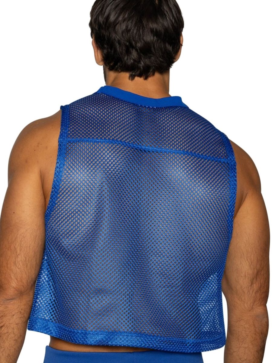 Bike athletic bam135 sleeveless practice jersey in vibrant royal blue mesh with reinforced trim along neckline and hem