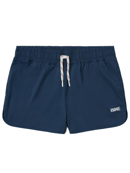 Navy bike athletic BAM200 track shorts with white drawstring and bike logo on the side designed for performance
