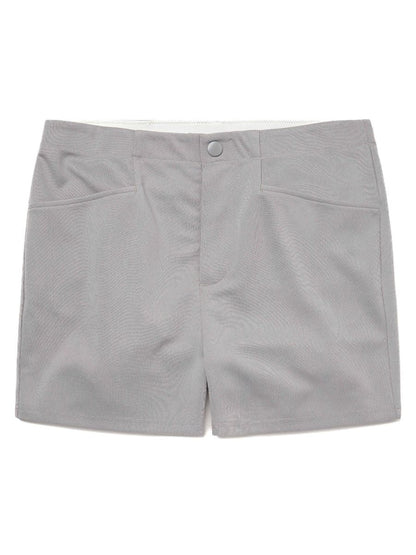 Light gray bike athletic bam207 coaches shorts with subtle textured fabric and two front pockets 5 inch inseam