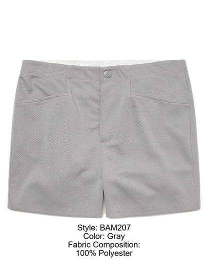 Gray polyester bike athletic bam207 coaches shorts with button closure and two front pockets 5 inch inseam
