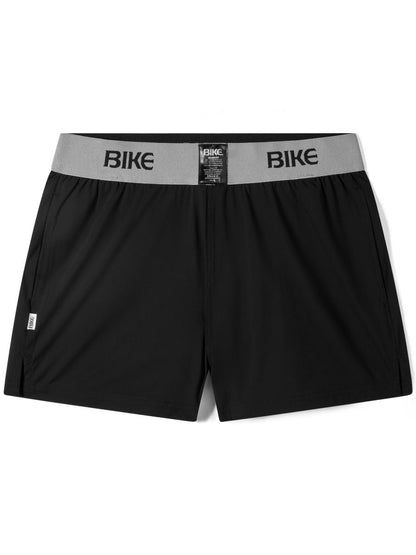 Black bike athletic bam216 jock short with gray waistband featuring bike logo in bold black lettering