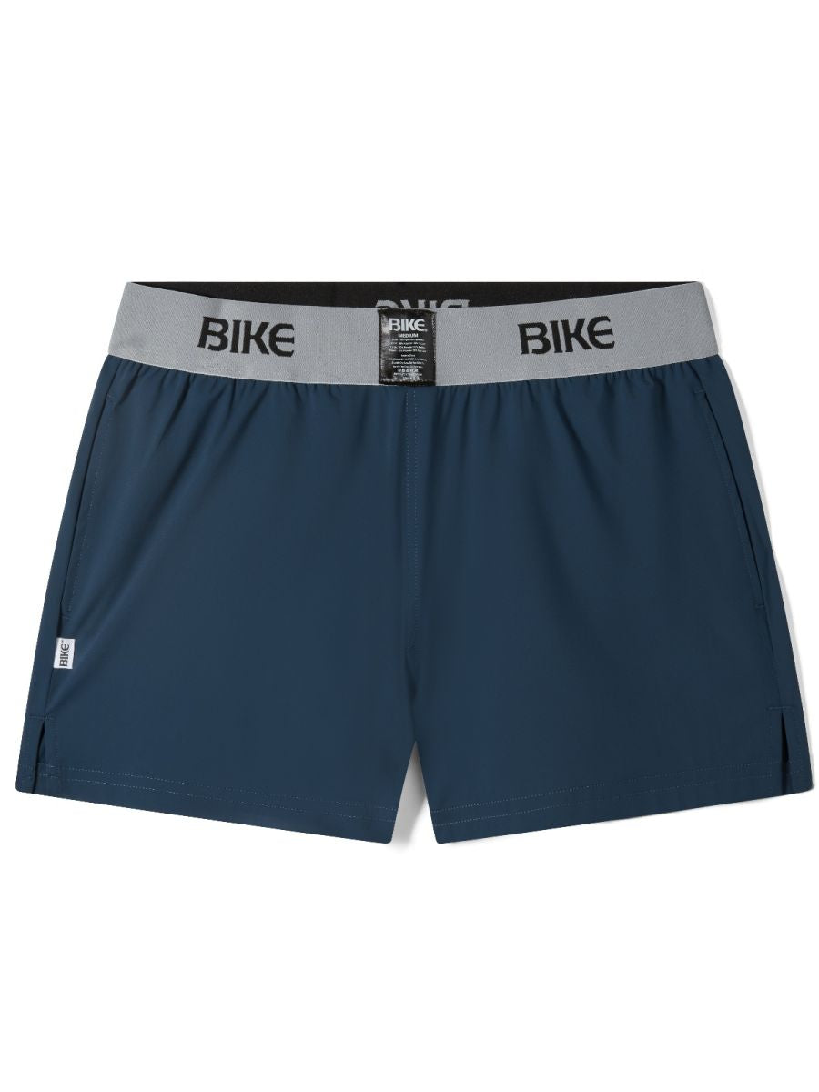 Navy bike athletic BAM216 performance jock shorts with gray waistband and black bike lettering