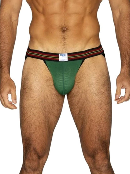 Green BIKE Athletic BAS305 performance mesh jockstrap for men.