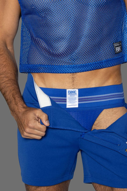 Bike athletic bas306 original number 10 jockstrap in royal with blue mesh crop top solid waistband and white lining