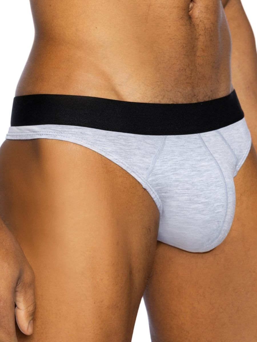 Gray heathered bike athletic bas319 active thong with solid black elastic waistband for comfortable support