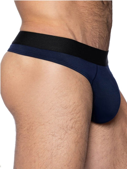 Navy blue bike athletic bas319 active thong with black elastic waistband designed for comfortable performance wear