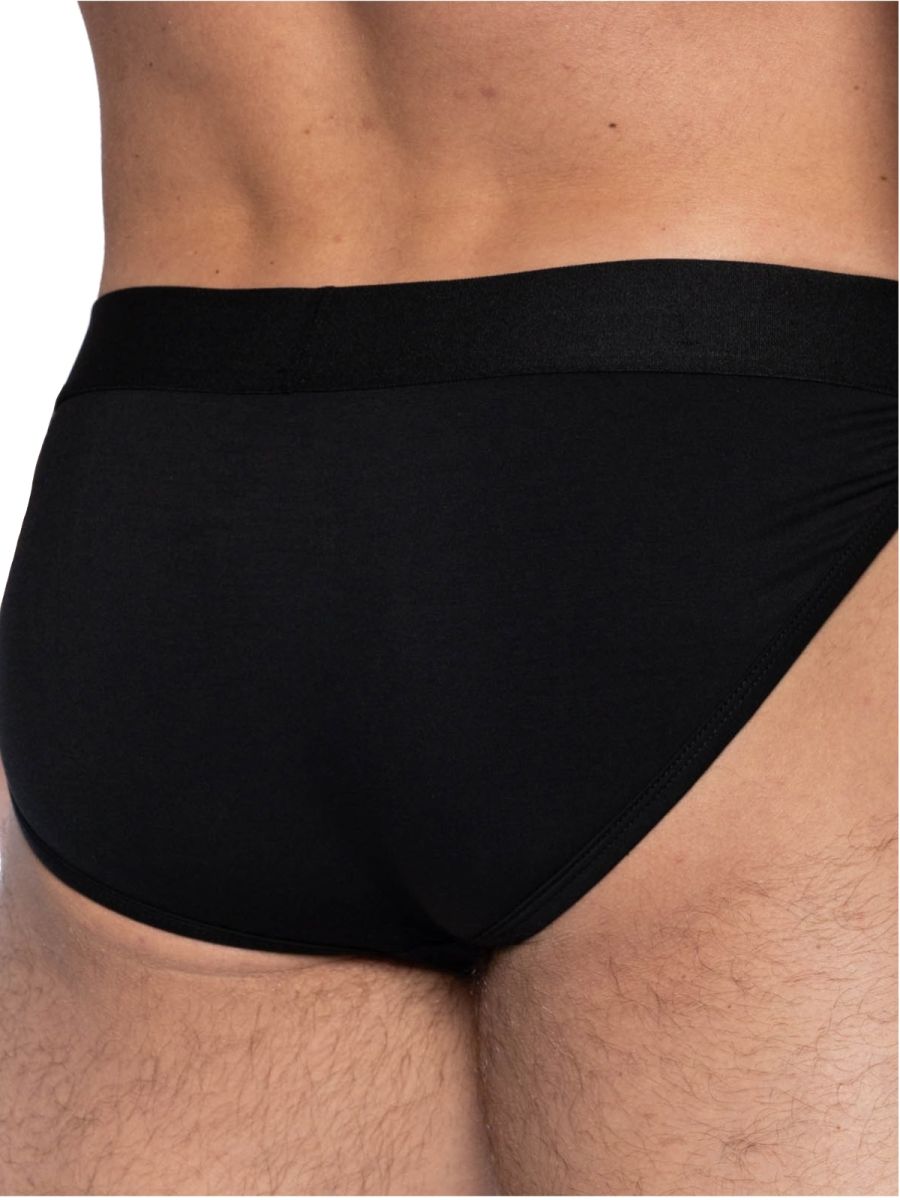 Black bike athletic BAS331 active jock brief with smooth seamless fabric and elastic waistband in black color