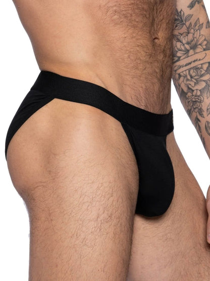 Black bike athletic bas331 active jock brief with smooth stretchy fabric wide waistband and form fitting design