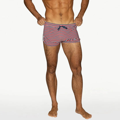BIKE Athletic Peek-A-Boo Swim Short - Sailor Stripe