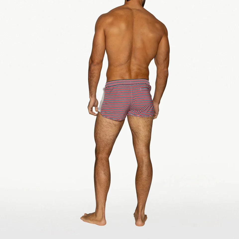 BIKE Athletic Peek-A-Boo Swim Short - Sailor Stripe