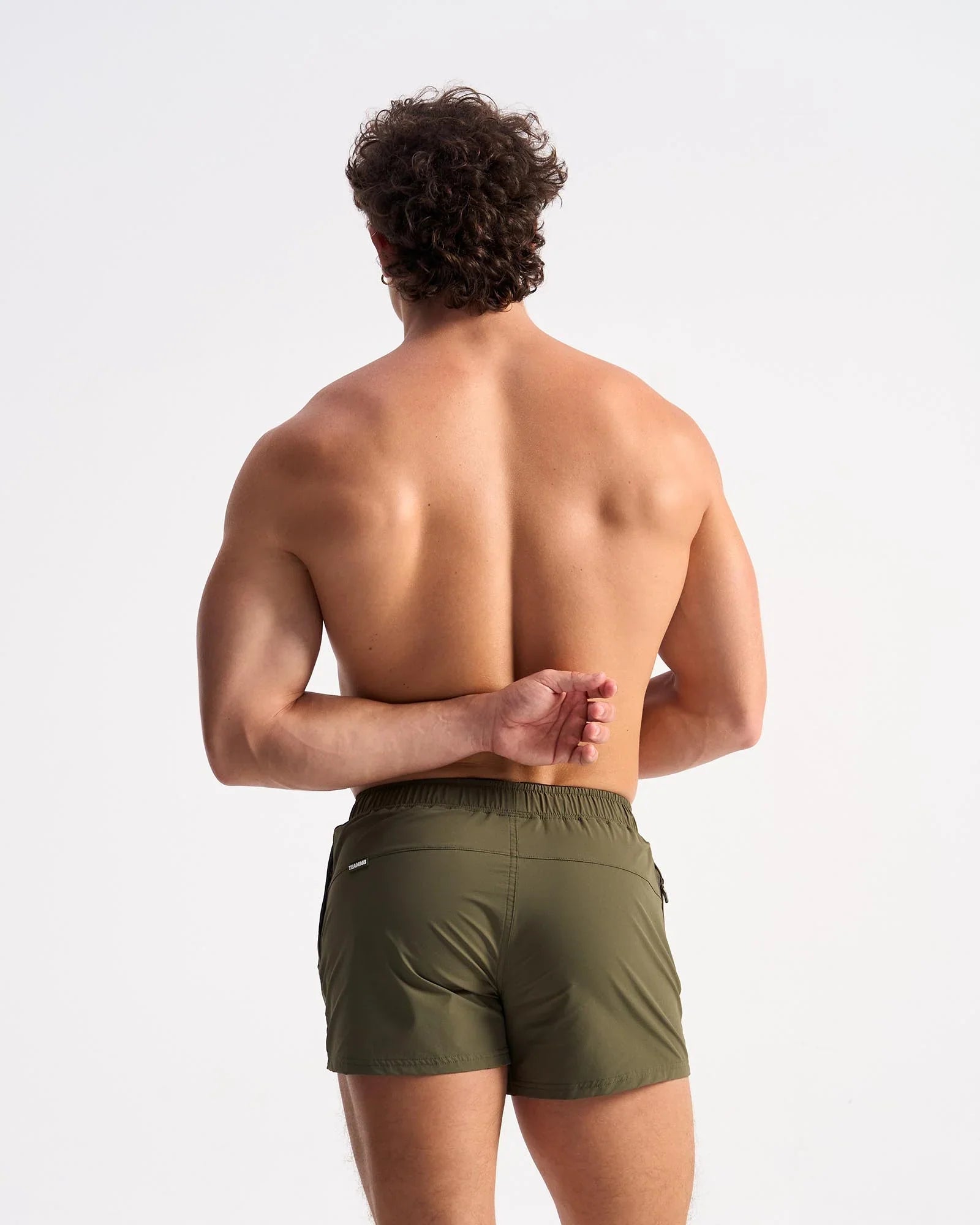 Bolt 3 inch short olive green athletic shorts with sleek modern design and elastic waistband for active wear