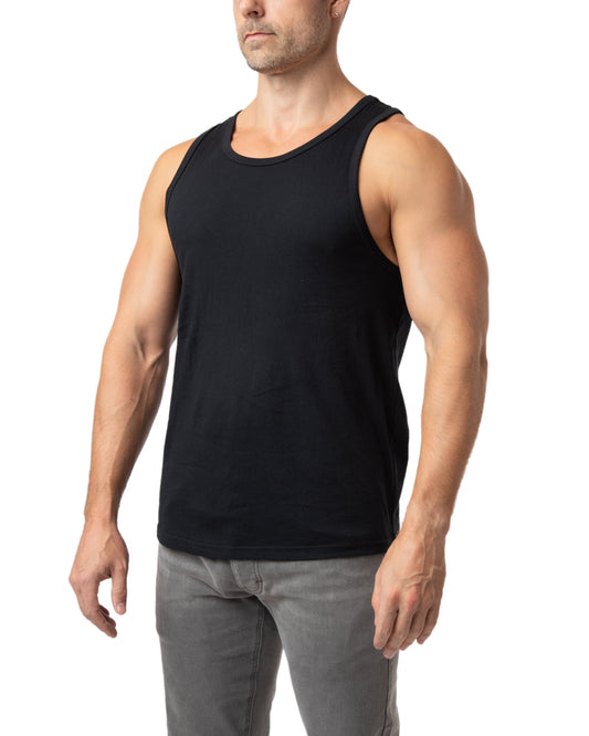 Black sleeveless tank top brandmark tank with a simple fitted design ideal for casual or athletic wear