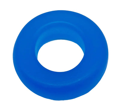 A vibrant blue silicone BUFU ring with a smooth rounded profile and uniform color