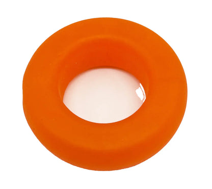 Bright orange BUFU ring made of silicone with a smooth slightly glossy finish and comfortable fit