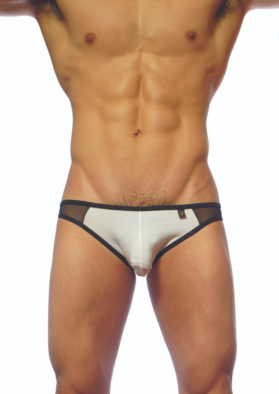 White groovin underwear athletic v cut briefs with white mesh trim and a sleek form fitting design