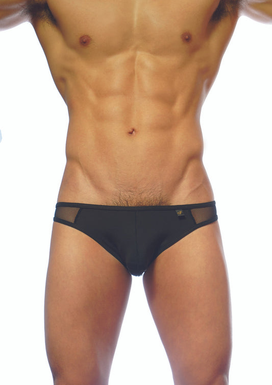 Black groovin underwear athletic v cut briefs with sleek form fitting design and mesh trim for enhanced comfort