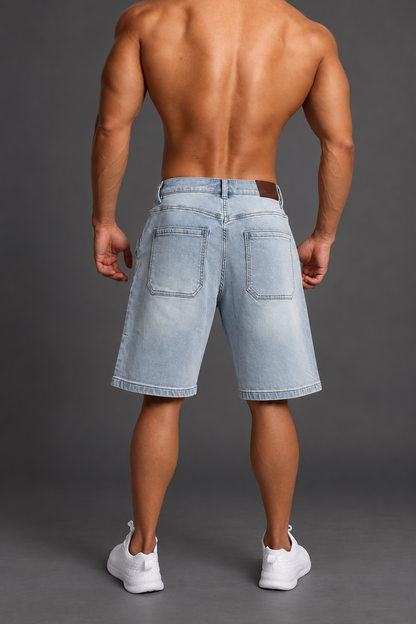 Jed North Men's Baggy Fit Denim Shorts - Blue