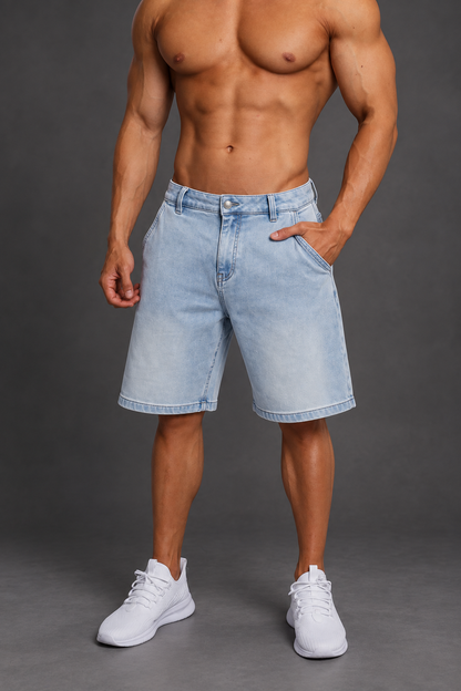 Jed North Men's Baggy Fit Denim Shorts - Blue