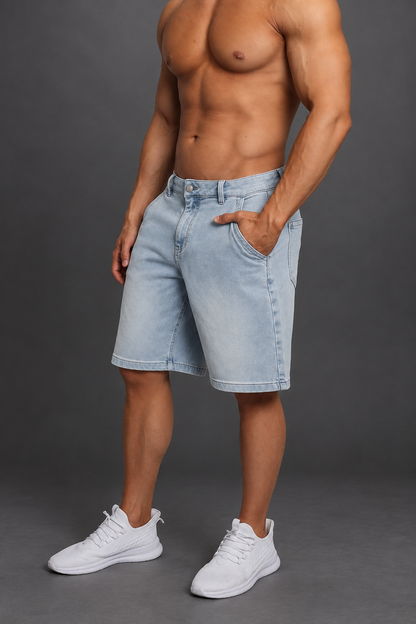 Jed North Men's Baggy Fit Denim Shorts - Blue