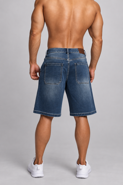 Jed North Men's Baggy Fit Denim Shorts - Dark Blue