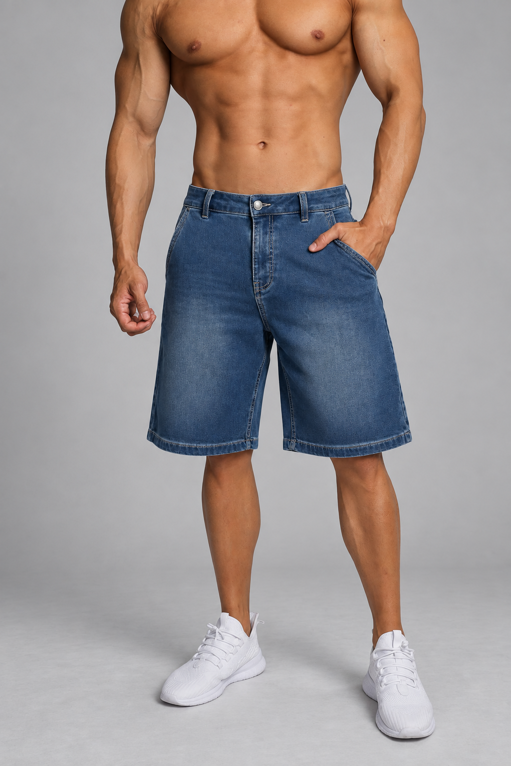 Jed North Men's Baggy Fit Denim Shorts - Dark Blue