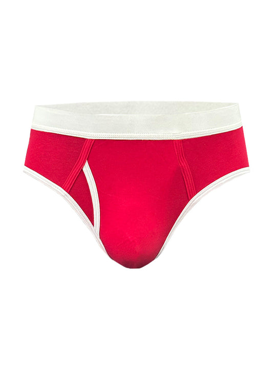 Basix comfort brief red briefs with white elastic waistband and trim for everyday comfort and support