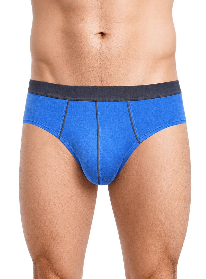 Basix comfort contrast brief bright blue briefs with a dark gray waistband for everyday comfort and support
