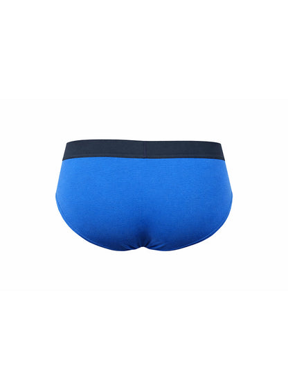 Bright blue basix comfort contrast briefs with a black waistband designed for all-day comfort and support
