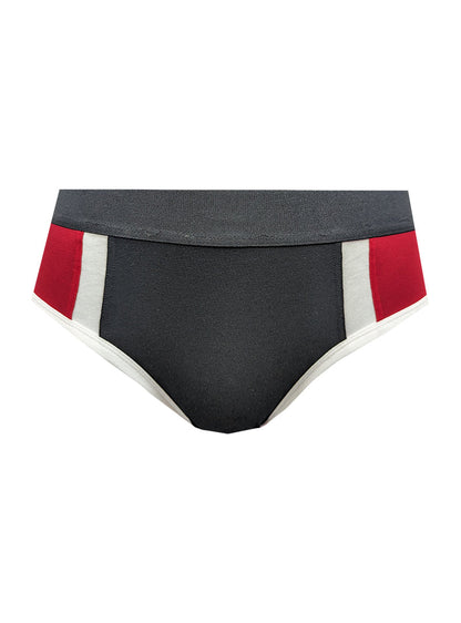 Basix comfort jock black red and white striped briefs with textured waistband for everyday support and comfort