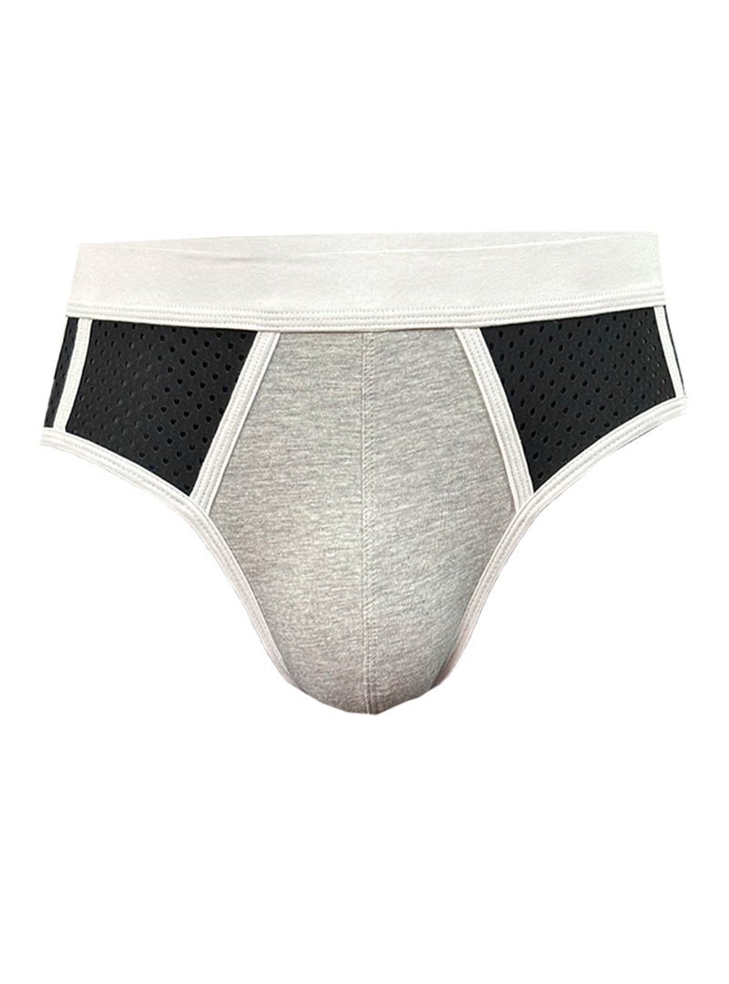 Basix Sport’s brief gray and black athletic briefs with perforated mesh sides and white trim for active wear