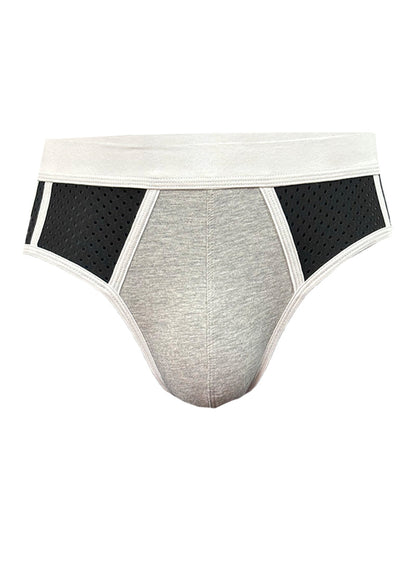 Basix Sport’s brief gray and black athletic briefs with perforated mesh sides and white trim for active wear