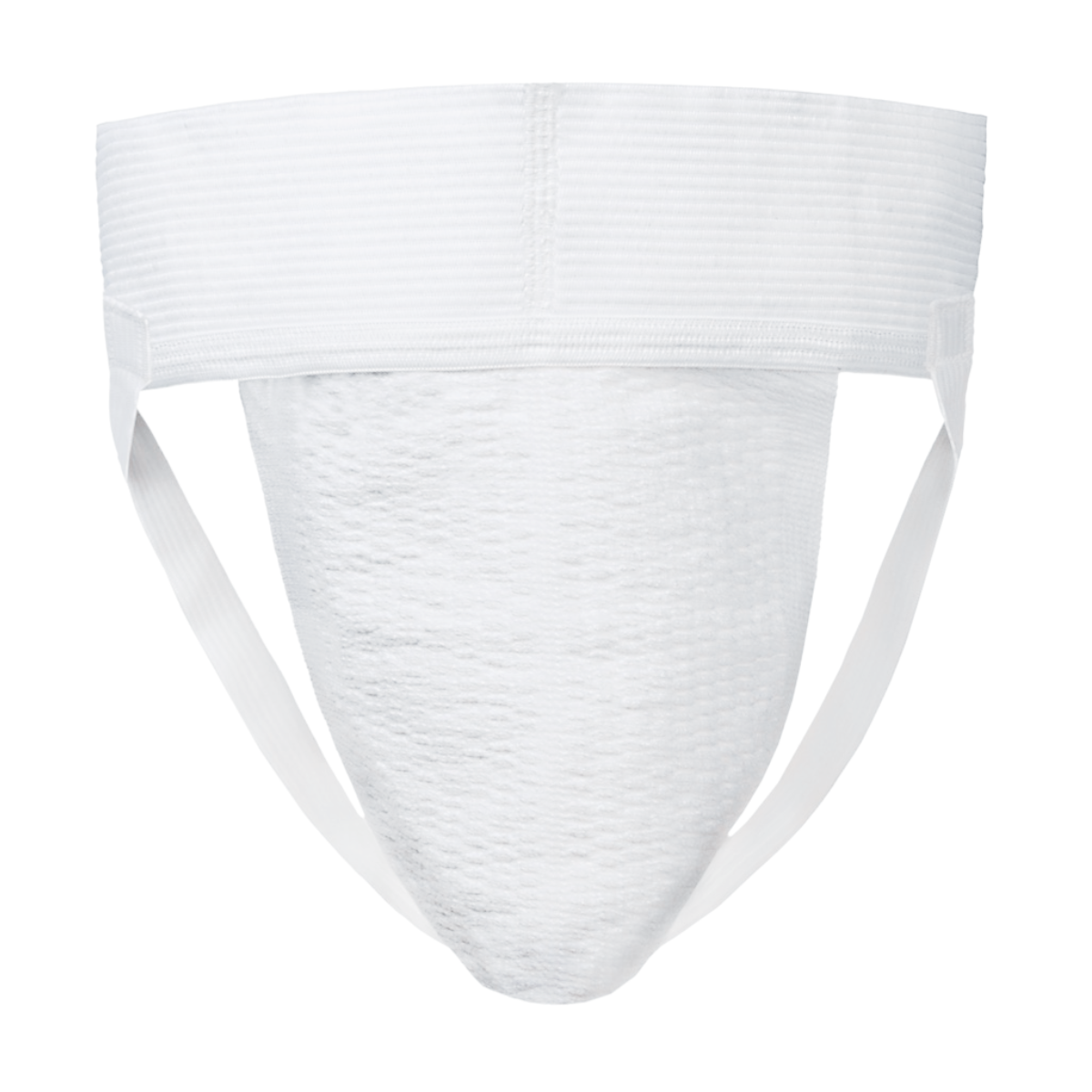 White big mans athletic supporter jockstrap with textured breathable fabric and elastic waistband