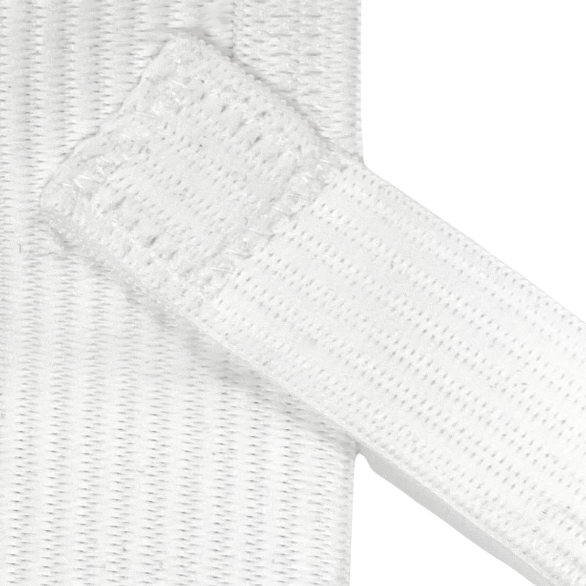 White elastic strap with woven texture and reinforced edge for big mans athletic supporter jockstrap back side