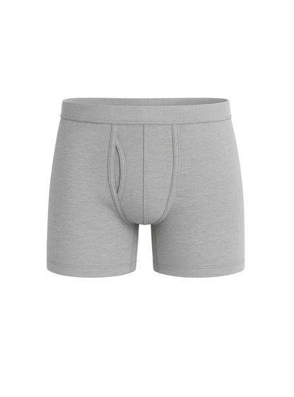 Gray heathered cotton big mans boxer brief with smooth seamless design and elastic waistband