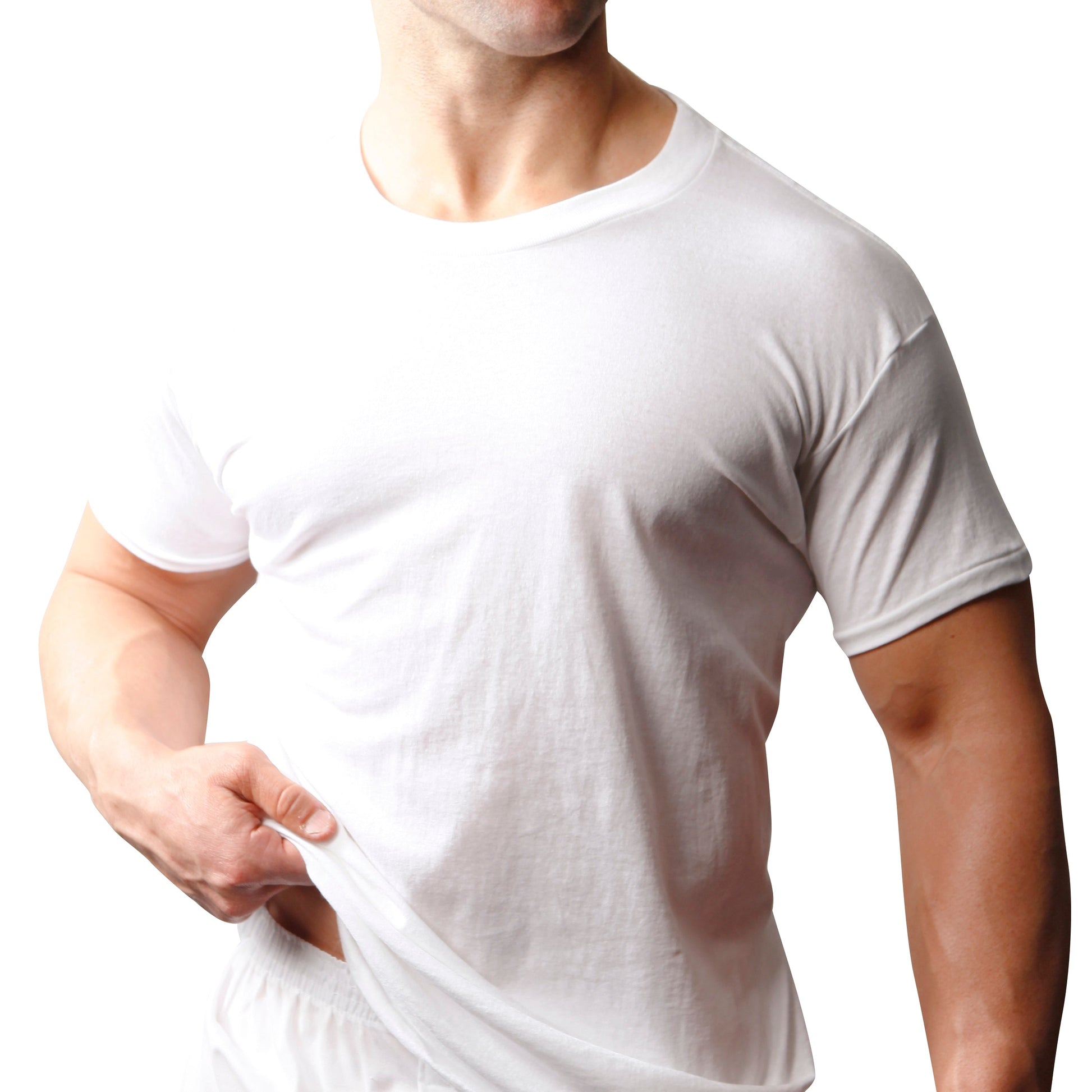 Big and tall mans white cotton crew neck t-shirt with short sleeves in a 2-pack for comfortable everyday wear