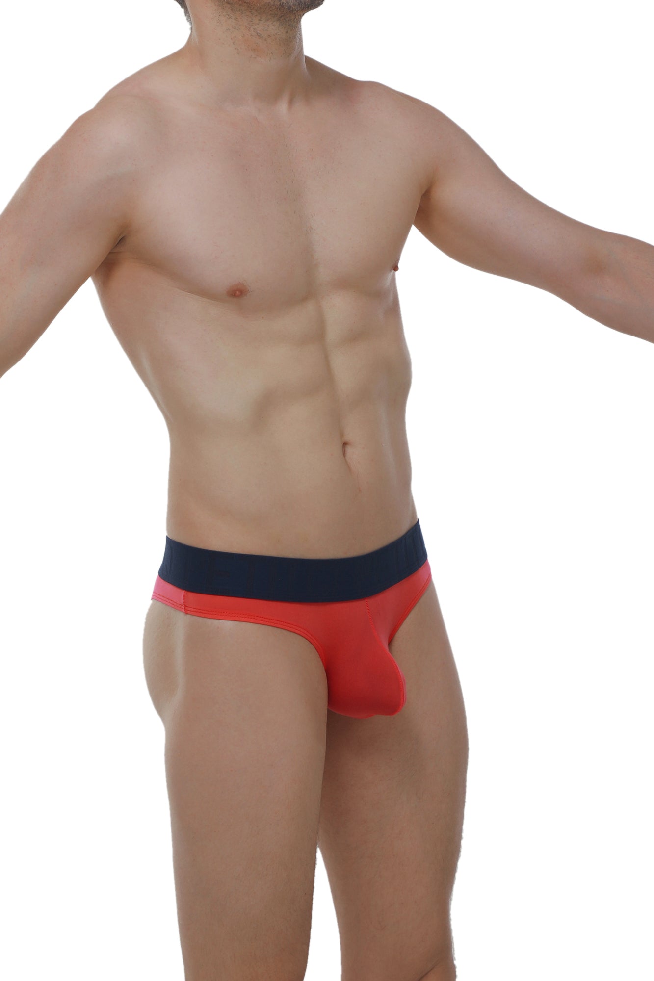 Bikini chisa plum crimson snug fit athletic briefs in red and navy blue designed for active wear