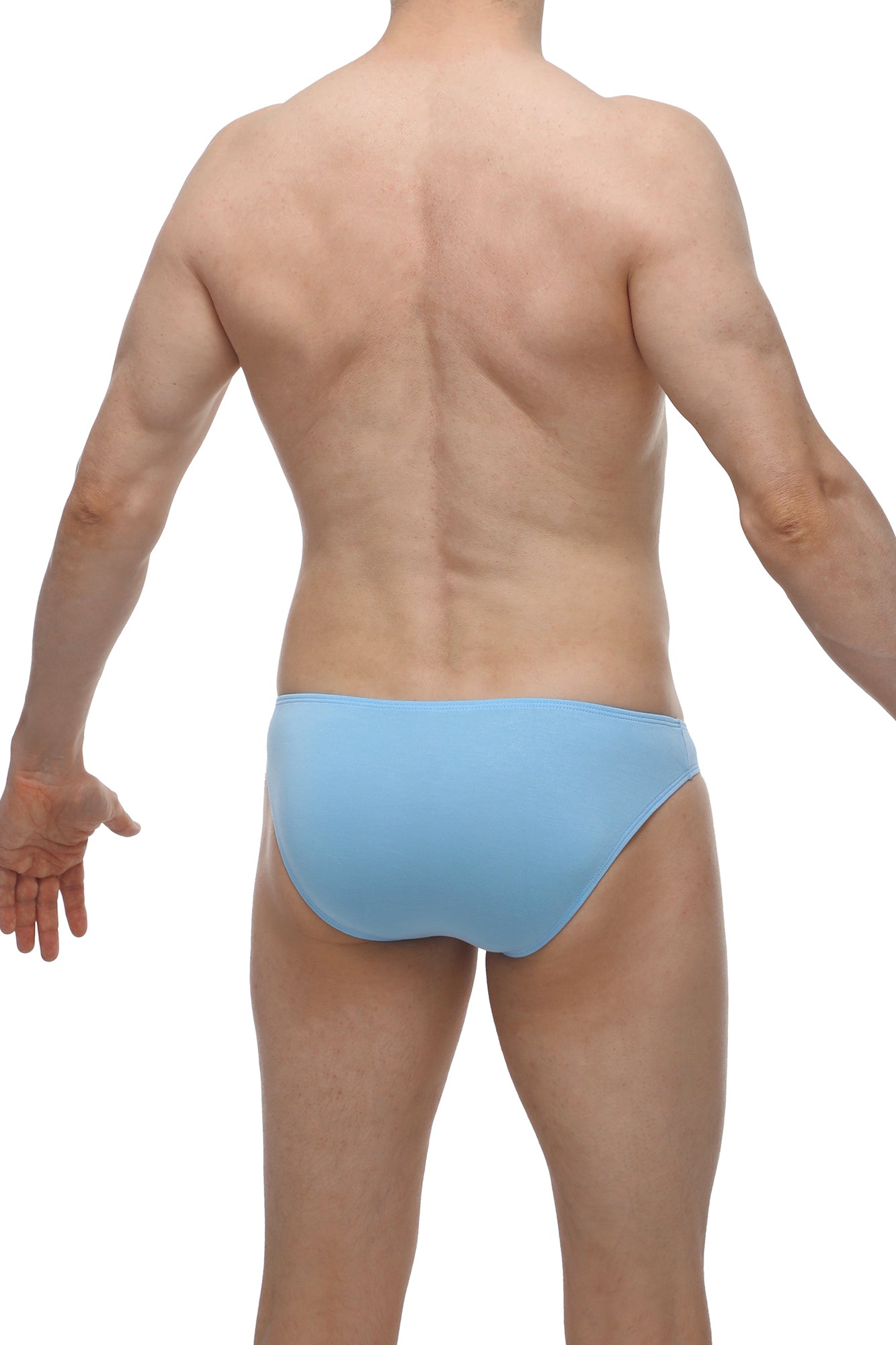 Light blue smooth-textured bikini colline bamboo briefs made from breathable bamboo fabric for comfortable wear