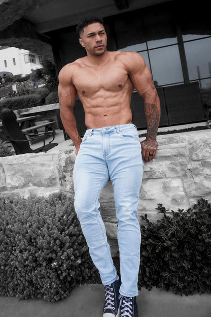 Jed North Men's Men's Premium Fitted Stretchy Jeans - Faded Light Blue