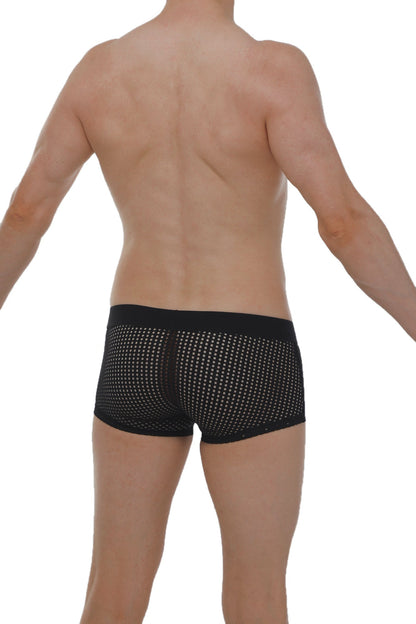 Black mesh briefs boxer dolmen durtol black with solid waistband and breathable mesh material