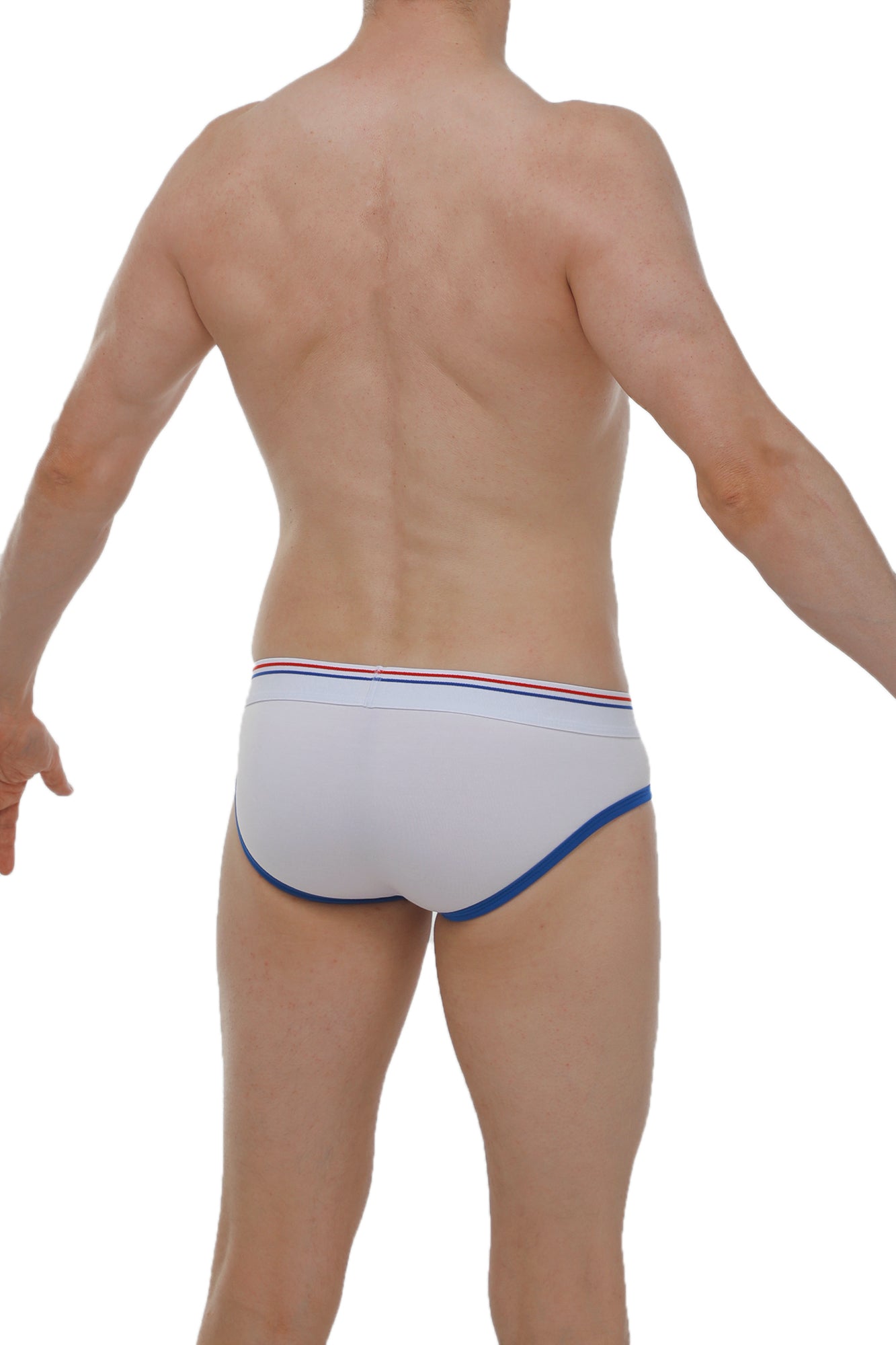 Brief Andrew white white briefs with blue trim and a red and blue striped waistband for everyday comfort