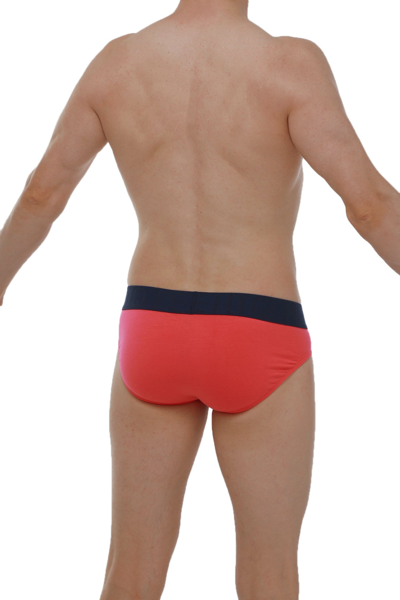 Brief hang modal fuchsia red briefs with navy blue waistband made of soft modal fabric for comfortable wear