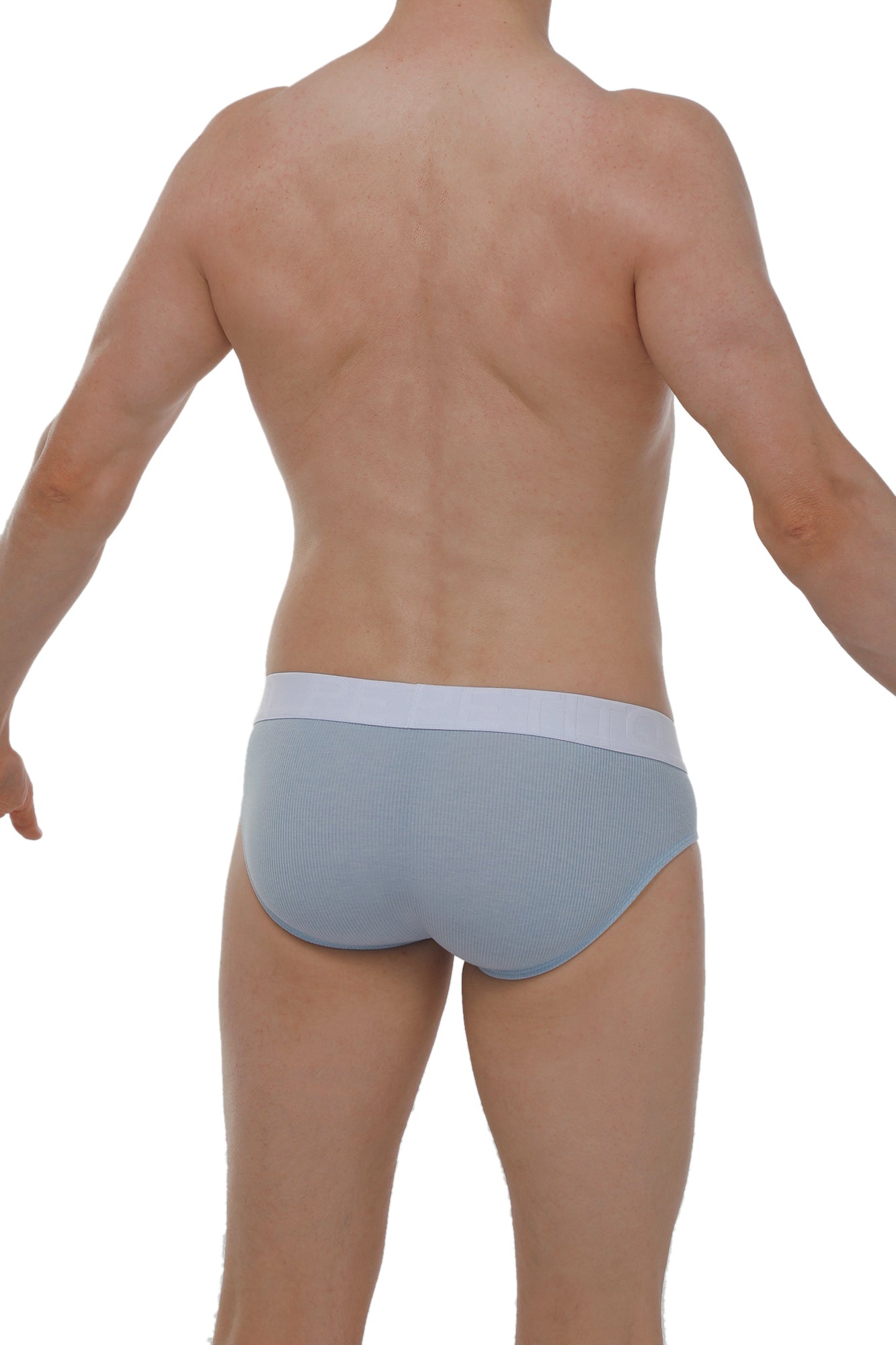 Light blue ribbed briefs with a contrasting white waistband from brief neure rib blue collection
