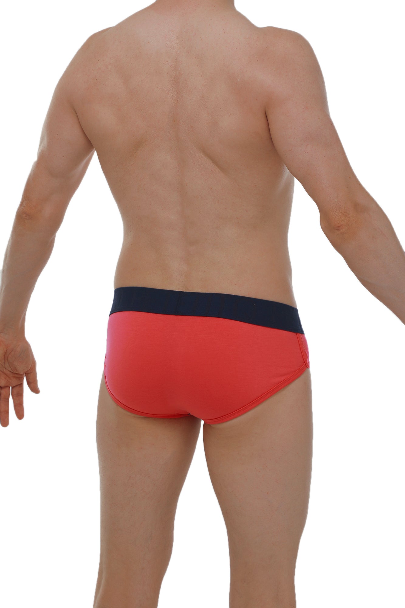 Brief retro modal fuchsia red briefs with navy blue waistband made of soft modal fabric for comfortable wear
