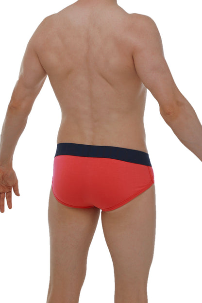 Brief retro modal fuchsia red briefs with navy blue waistband made of soft modal fabric for comfortable wear