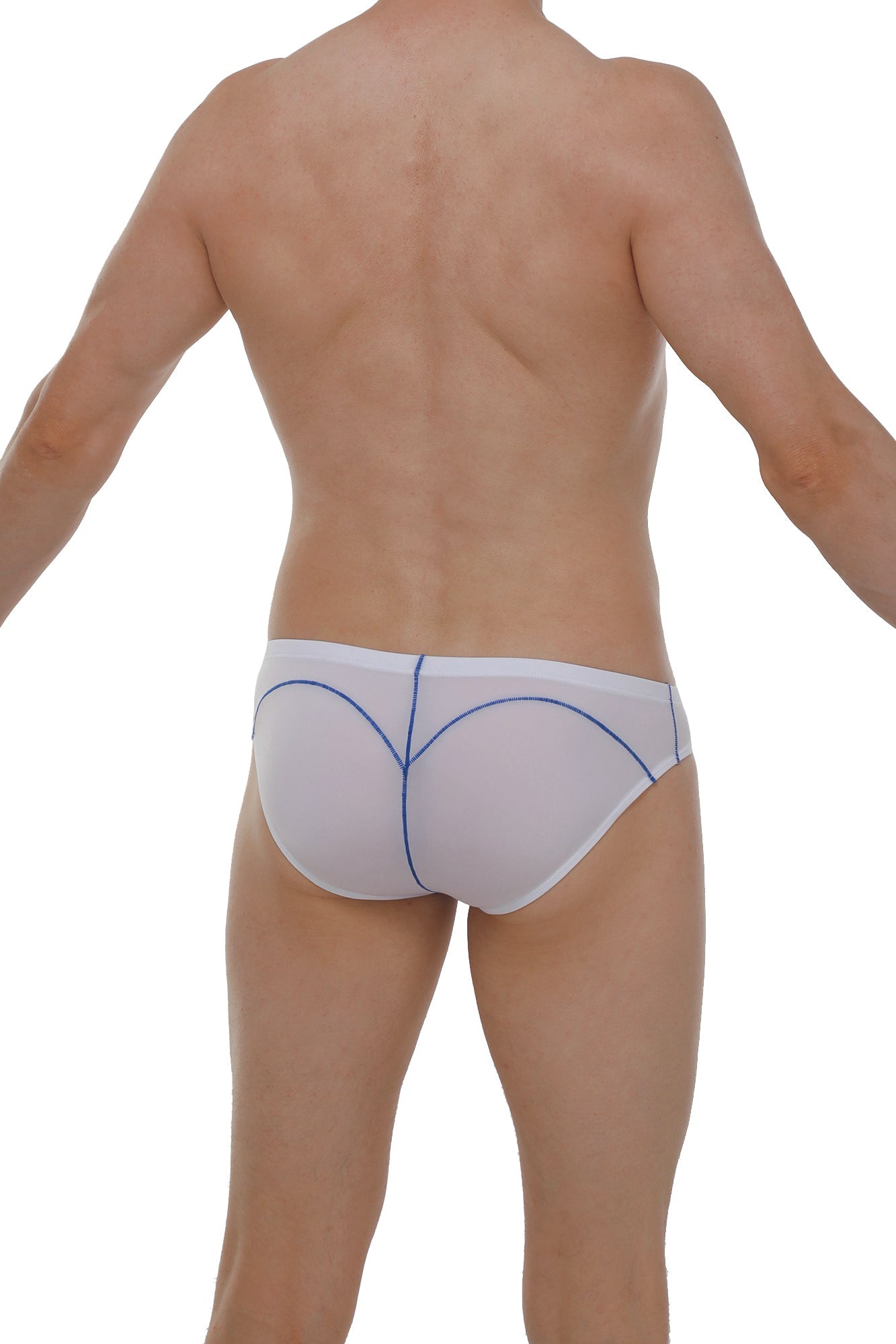 White mesh briefs upaix plum white with blue stitching along seams for breathable comfort