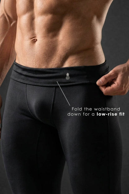 JJ Malibu Men's Bubble Butt Scrunch Leggings - All Black