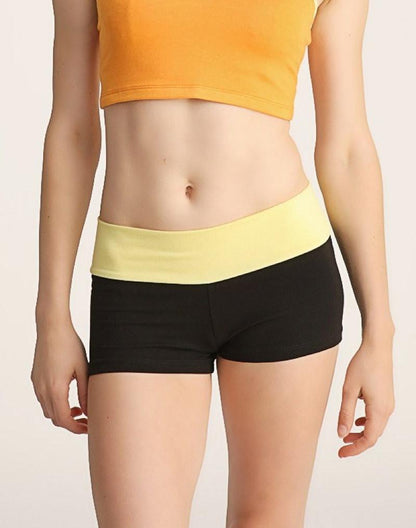 Bumble short black and yellow athletic shorts with wide elastic waistband designed for active wear