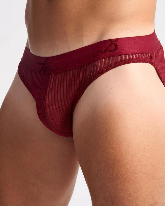 Maroon casanova brief mesh briefs with ribbed texture and elastic waistband for comfortable everyday wear